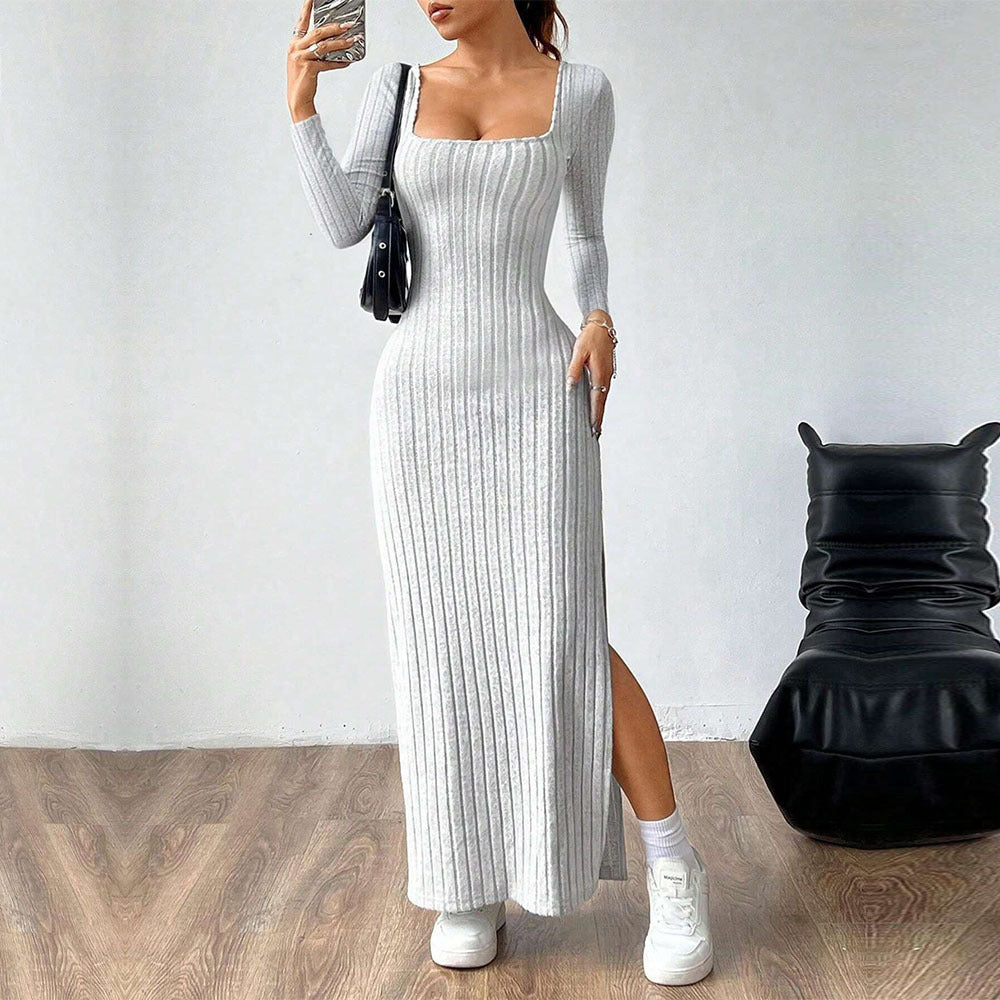 Robe Longue Maille Côtelée