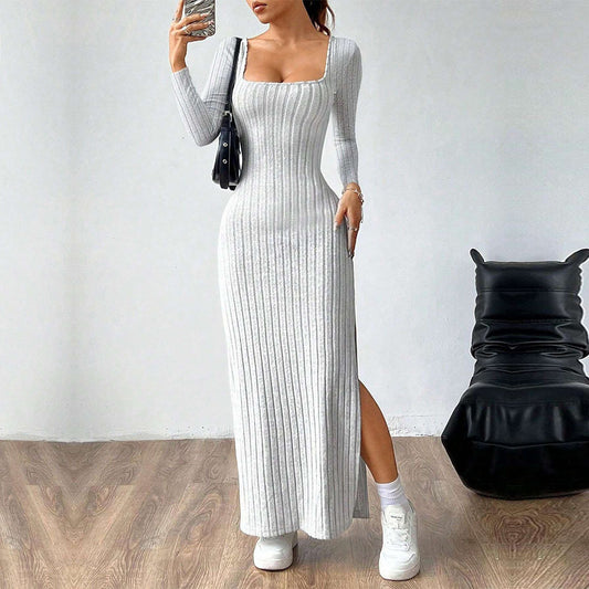 Robe Longue Maille Côtelée