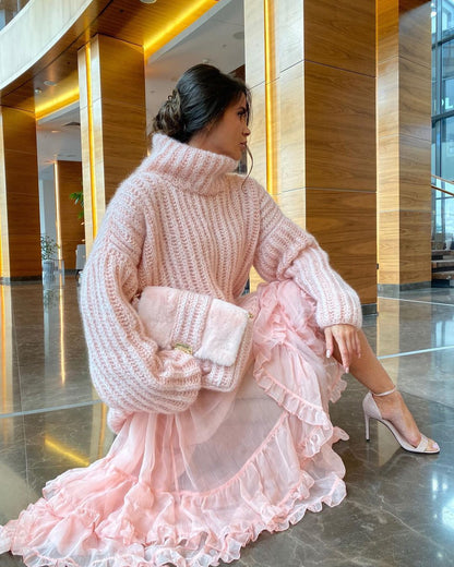 Pull col roulé oversize