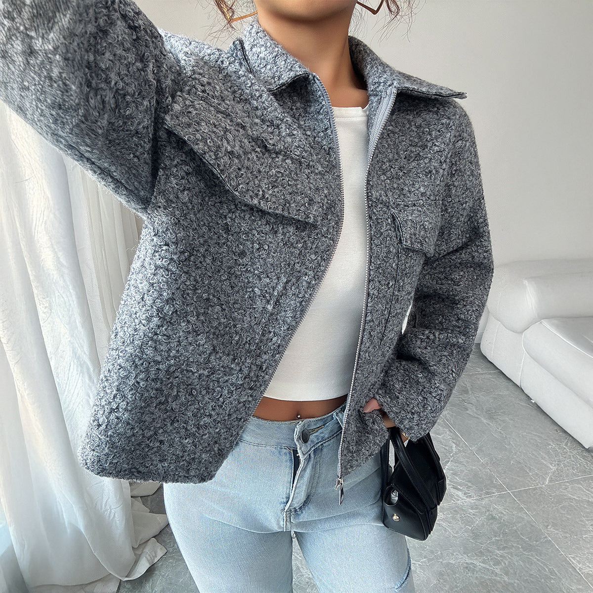 Veste Courte Zippée Moderne